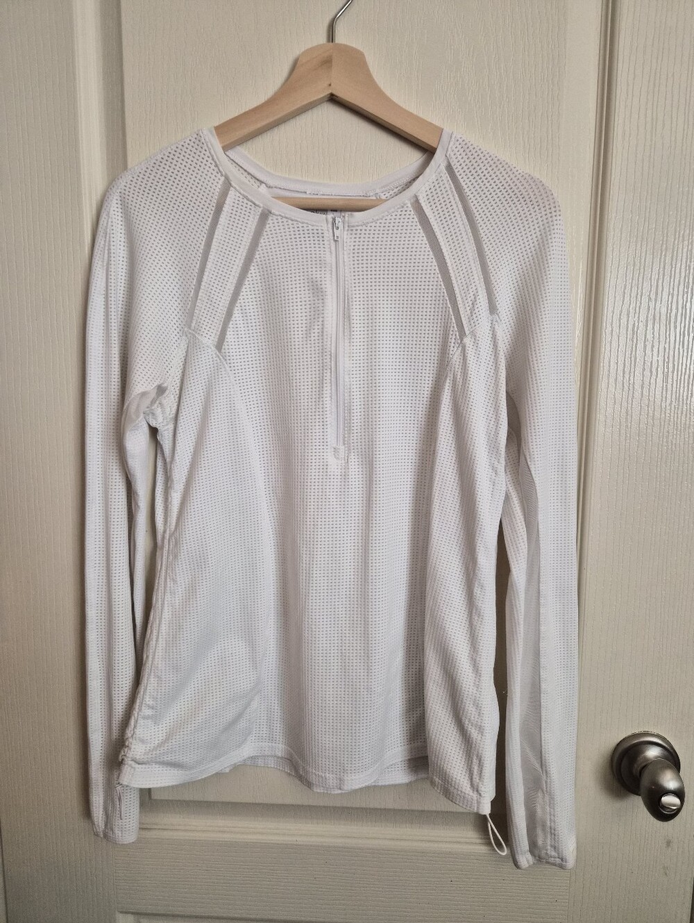 Lucky In Love Lightweight White Ladies Long-Sleeve Quarter Zip Tennis Shirt